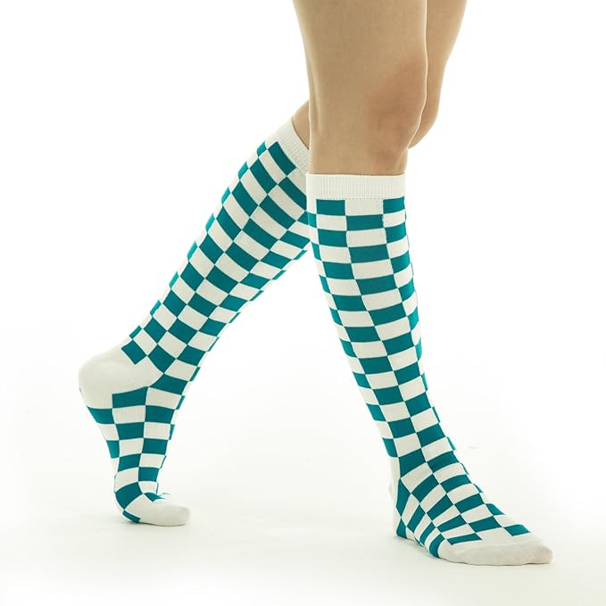 4xCheckered Knee High Socks for Women or boys | Fun Novelty